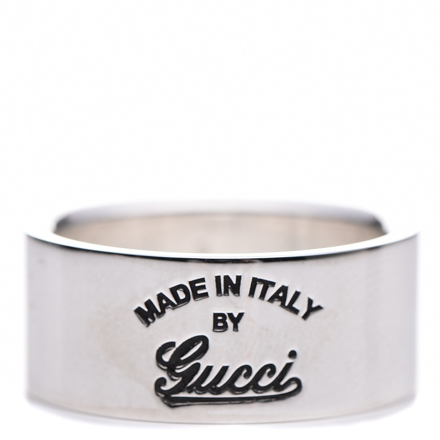 Gucci Sterling Silver Wide Signature Band Ring 7.75 56.5 1 of 8
