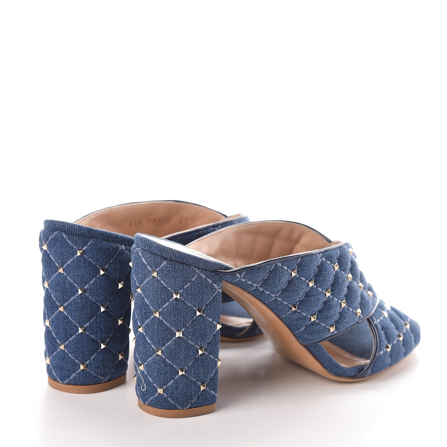 Denim Rockstud Spike Crisscross 90mm Slide Sandals 41 Light Denim