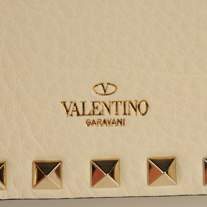 Valentino Garavani Pebbled Calfskin Rockstud Wallet on Chain Light Ivory 5 of 8