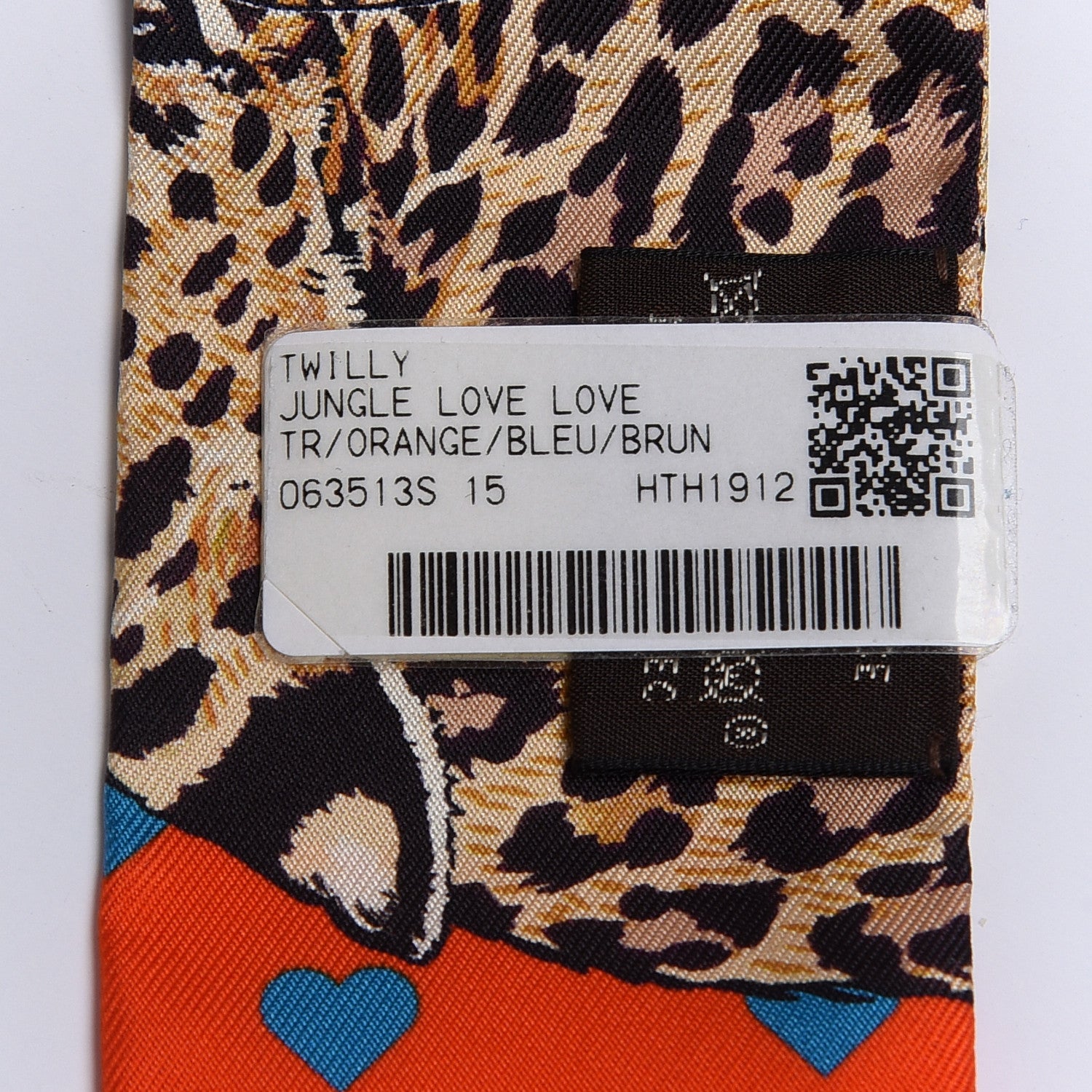 Hermes Silk Jungle Love Love Twilly Orange Bleu Brun 4 of 4