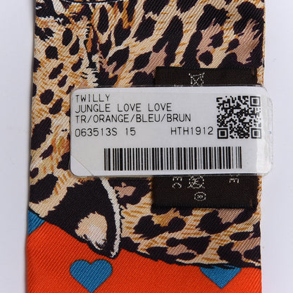 Hermes Silk Jungle Love Love Twilly Orange Bleu Brun 4 of 4