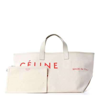 Celine Textile Small Made In Tote Natural Red 1 of 8