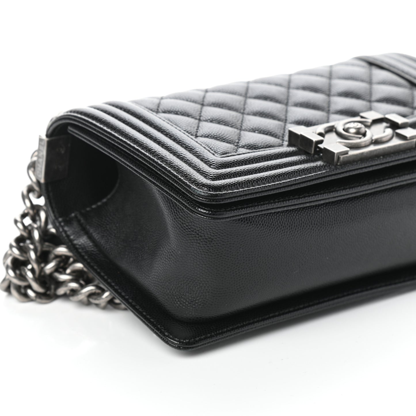 Caviar Quilted Small Boy Flap Black