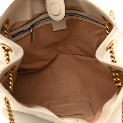 Gucci Calfskin Matelasse Medium GG Marmont Shoulder Tote Bag White 5 of 10