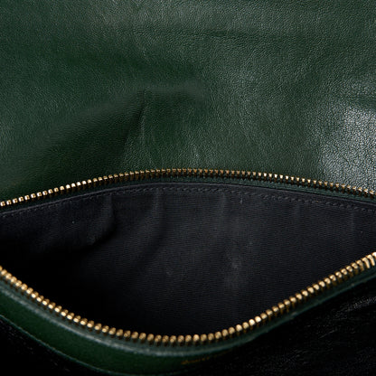 Saint Laurent Sheepskin Matelasse Chevron Monogram Large College Satchel Dark Green 15 of 15