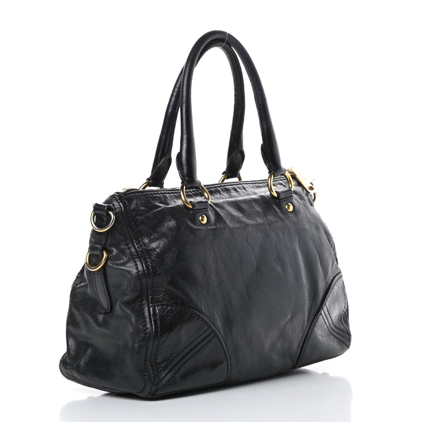 Vitello Shine Shopping Satchel Black