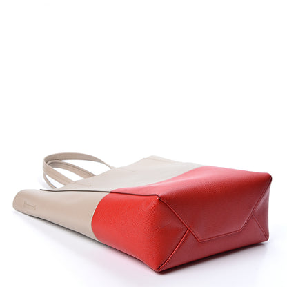Celine Grained Calfskin Small Vertical Bi-Cabas Beige Red 3 of 9