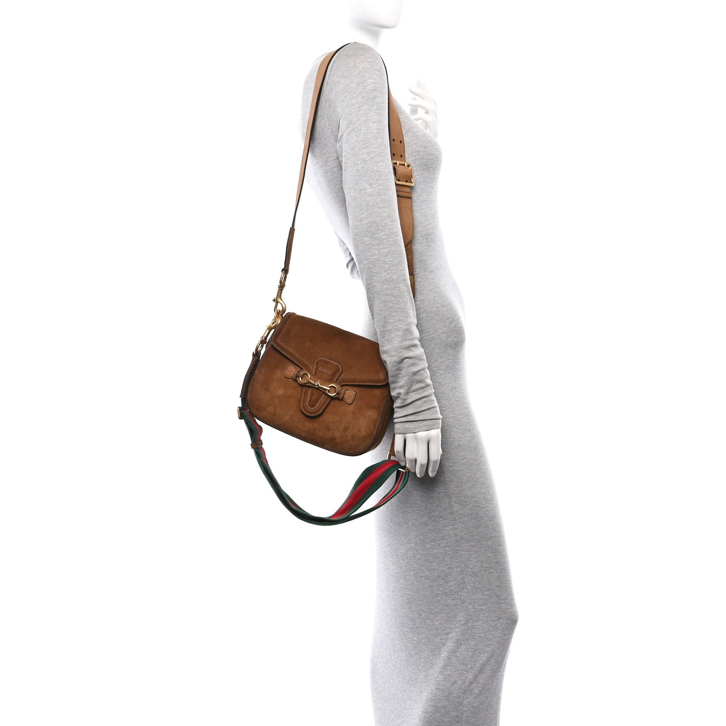 Suede Medium Lady Web Shoulder Bag New Marron