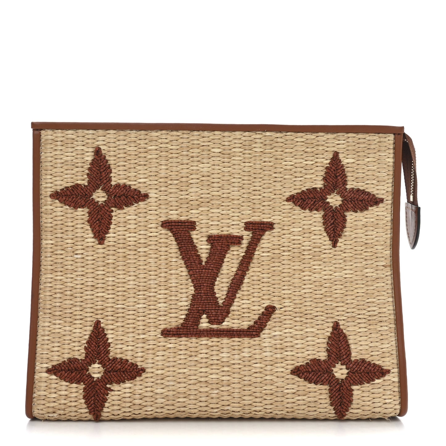 Raffia Monogram Giant Toiletry Pouch 26 Tan