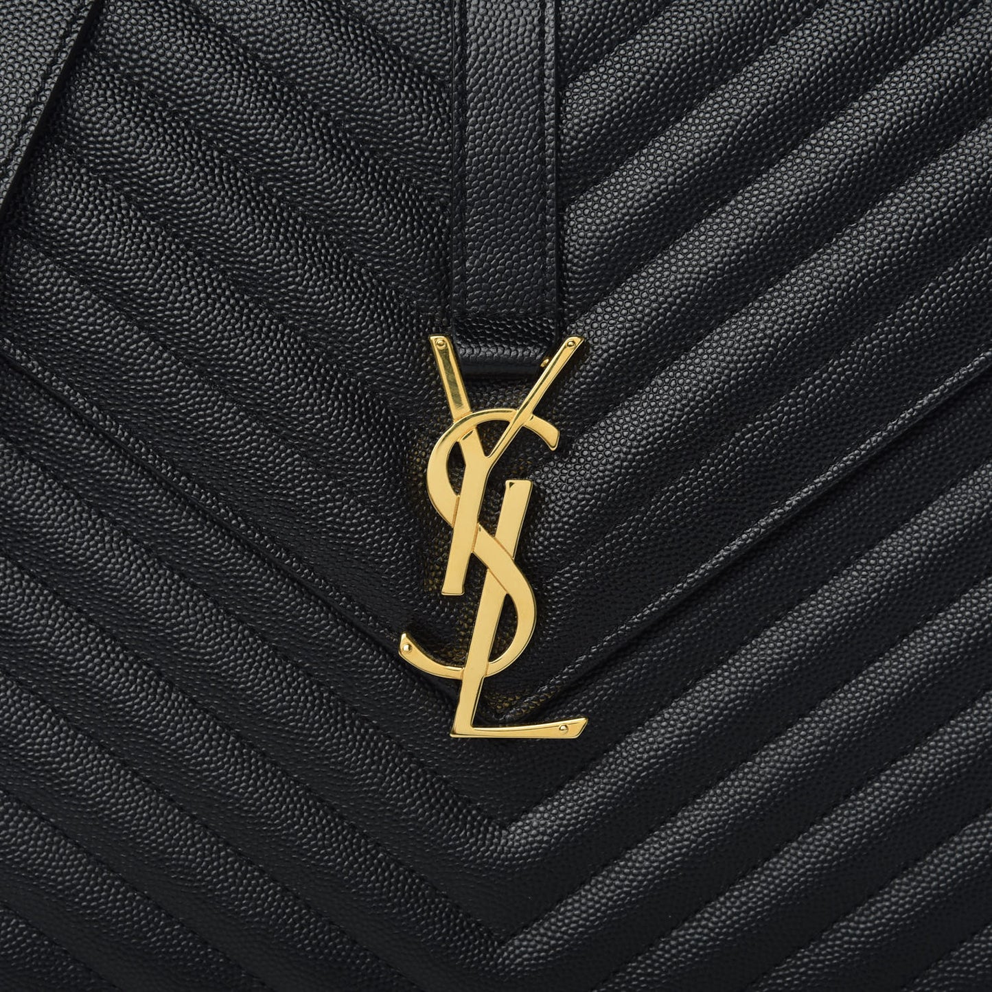Grain De Poudre Matelasse Chevron Large Monogram Satchel Black