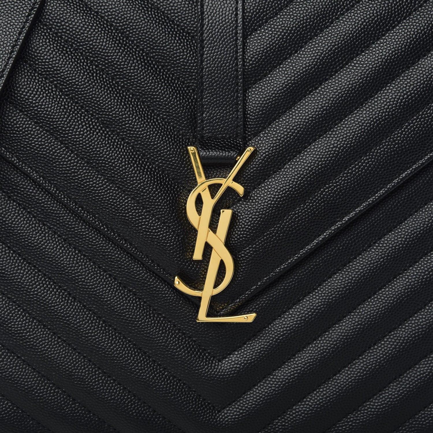 Saint Laurent Grain De Poudre Matelasse Chevron Large Monogram Satchel Black 10 of 10