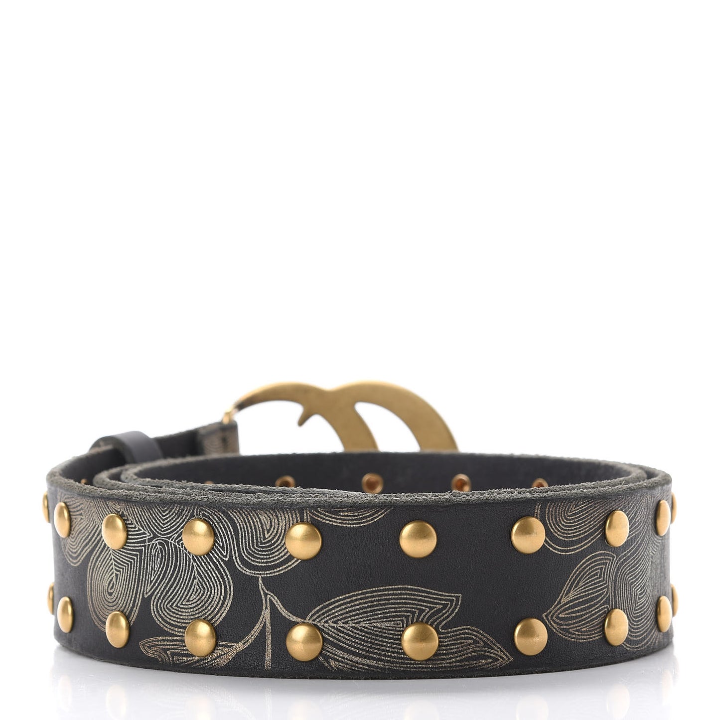 Calfskin Studded Printed GG Belt 95 38 Black