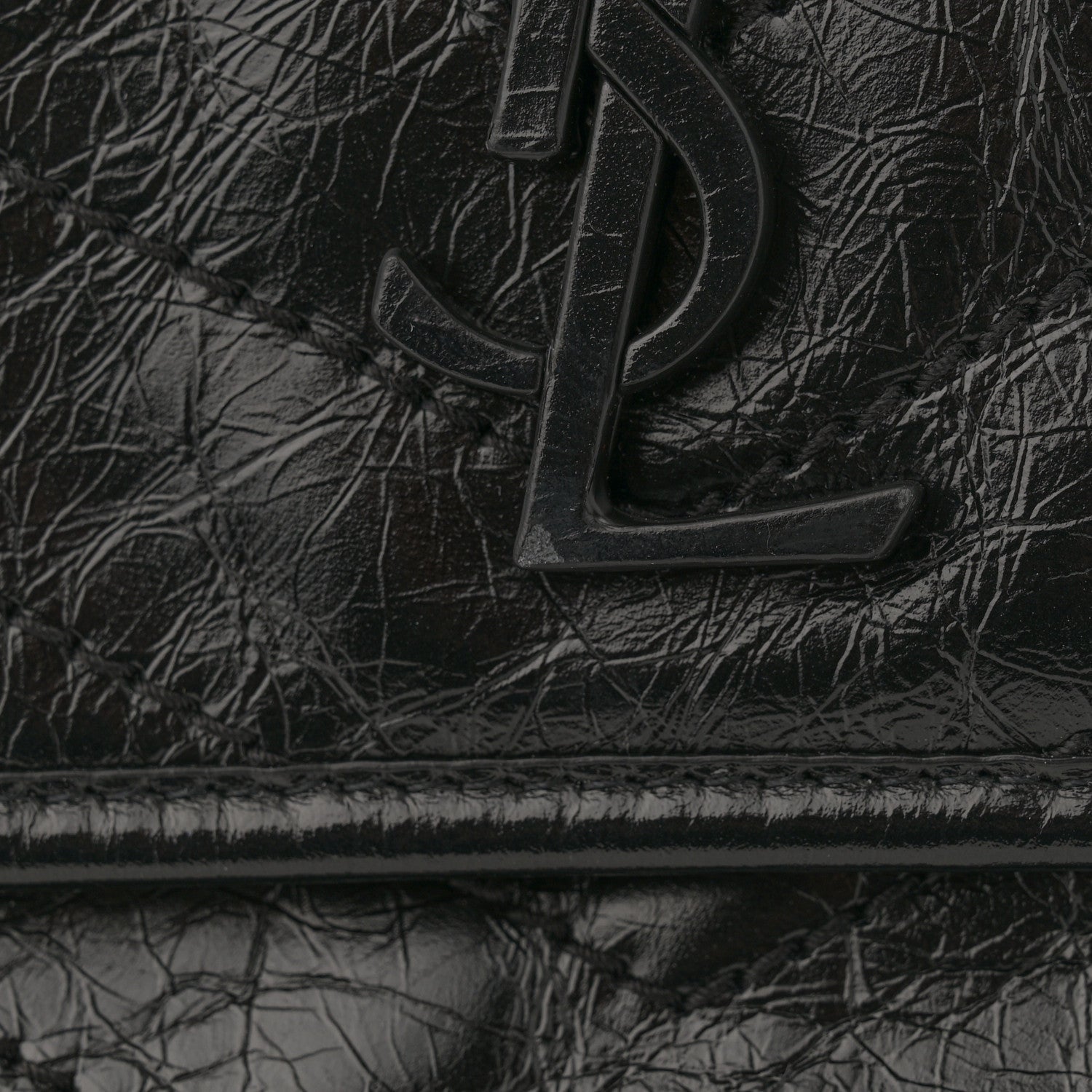 Saint Laurent Crinkled Calfskin Matelasse Monogram Medium Niki Chain Satchel Black 11 of 11