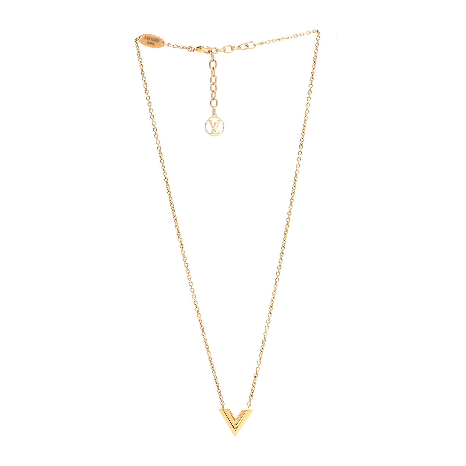 Louis Vuitton Brass Essential V Necklace Gold 3 of 6
