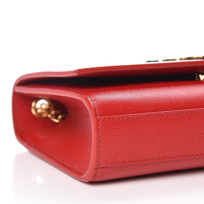 Saint Laurent Grain De Poudre Small Monogram Kate Satchel Bandana Red 8 of 11