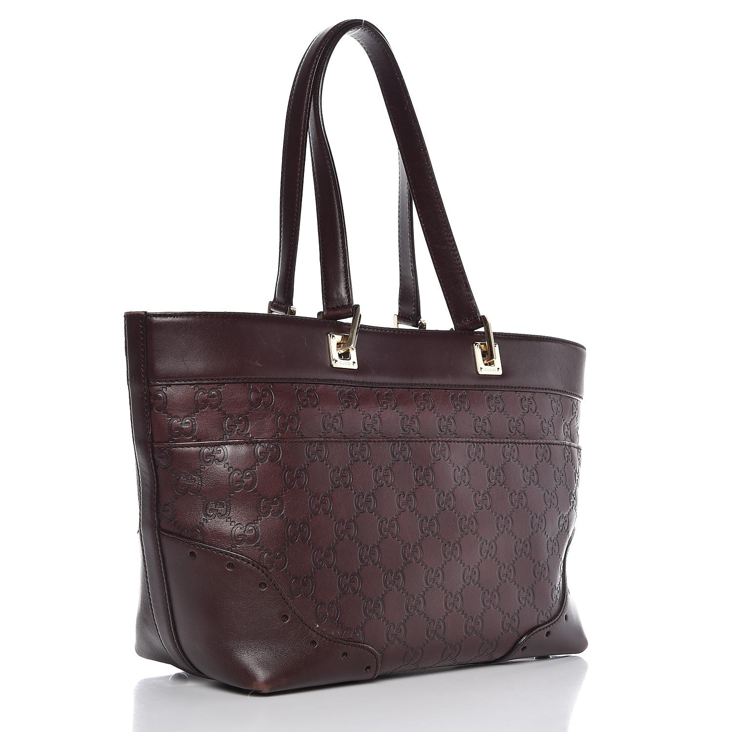 Gucci Guccissima Large Punch Tote Chocolate Brown 3 of 11