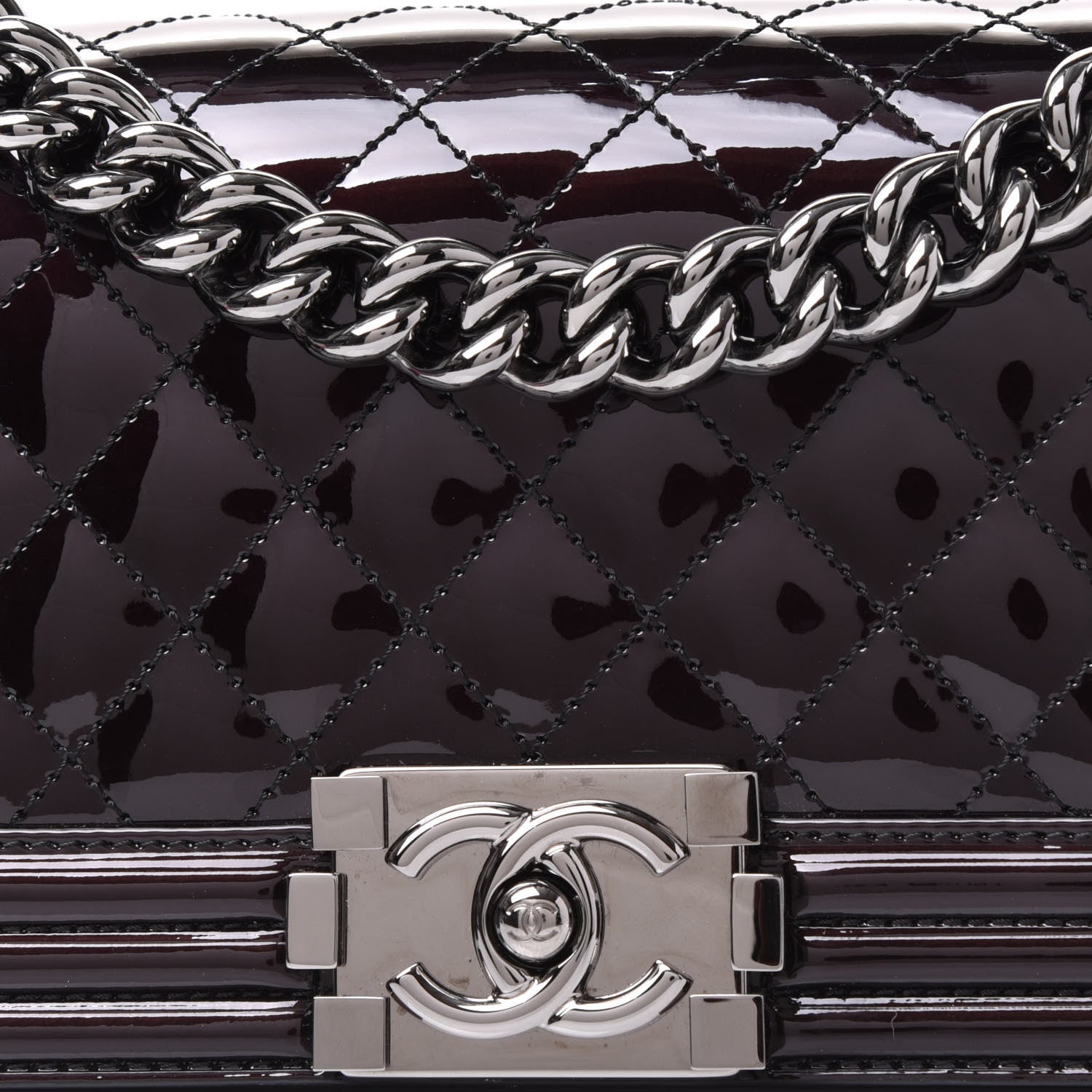 Chanel Patent Calfskin Quilted Small Boy Flap Burgundy 9 of 9