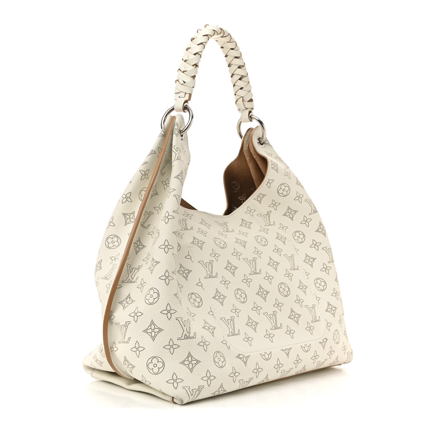 Louis Vuitton Mahina Carmel Hobo Snow 3 of 12