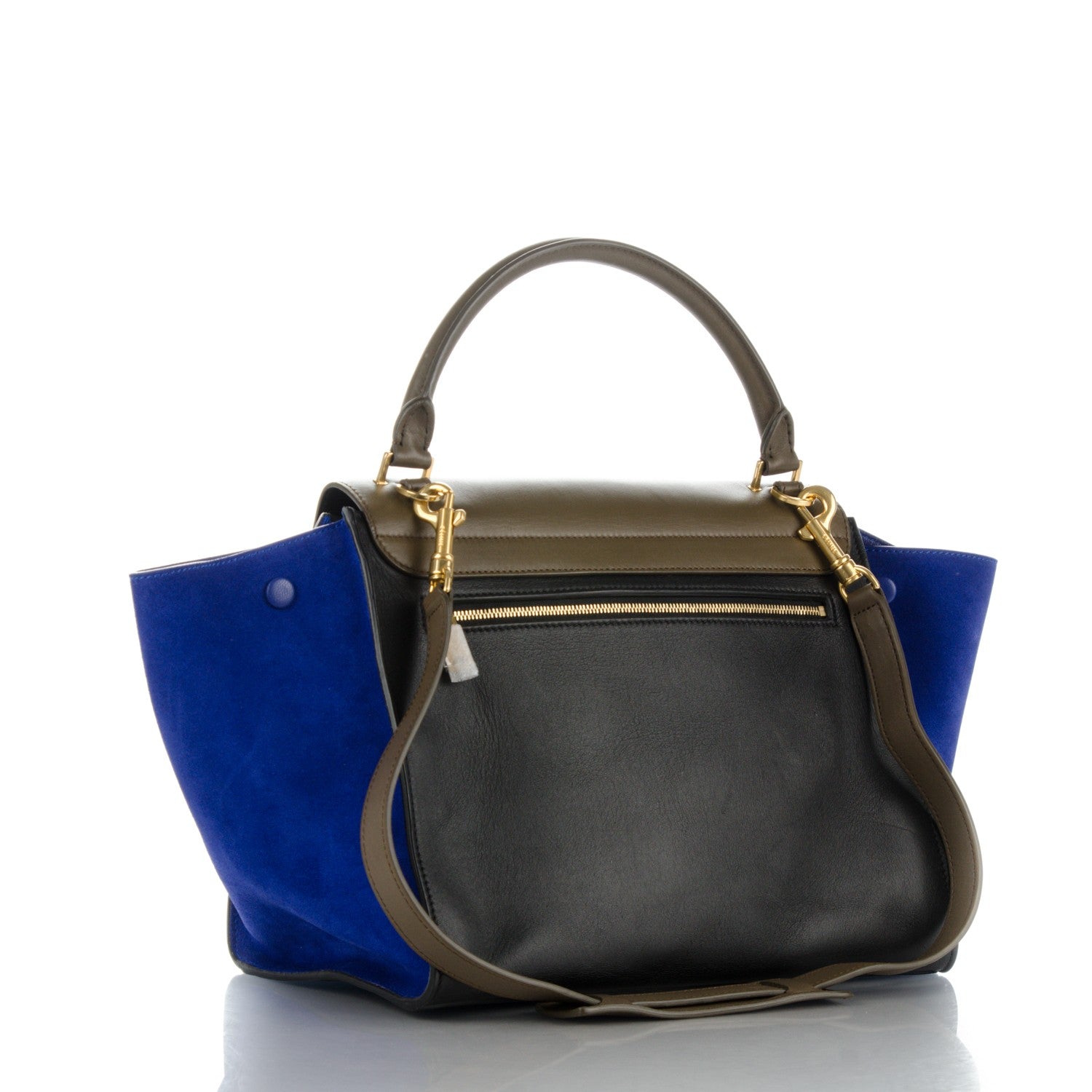 Celine Smooth Calfskin Suede Medium Tri-Color Trapeze Indigo 4 of 8