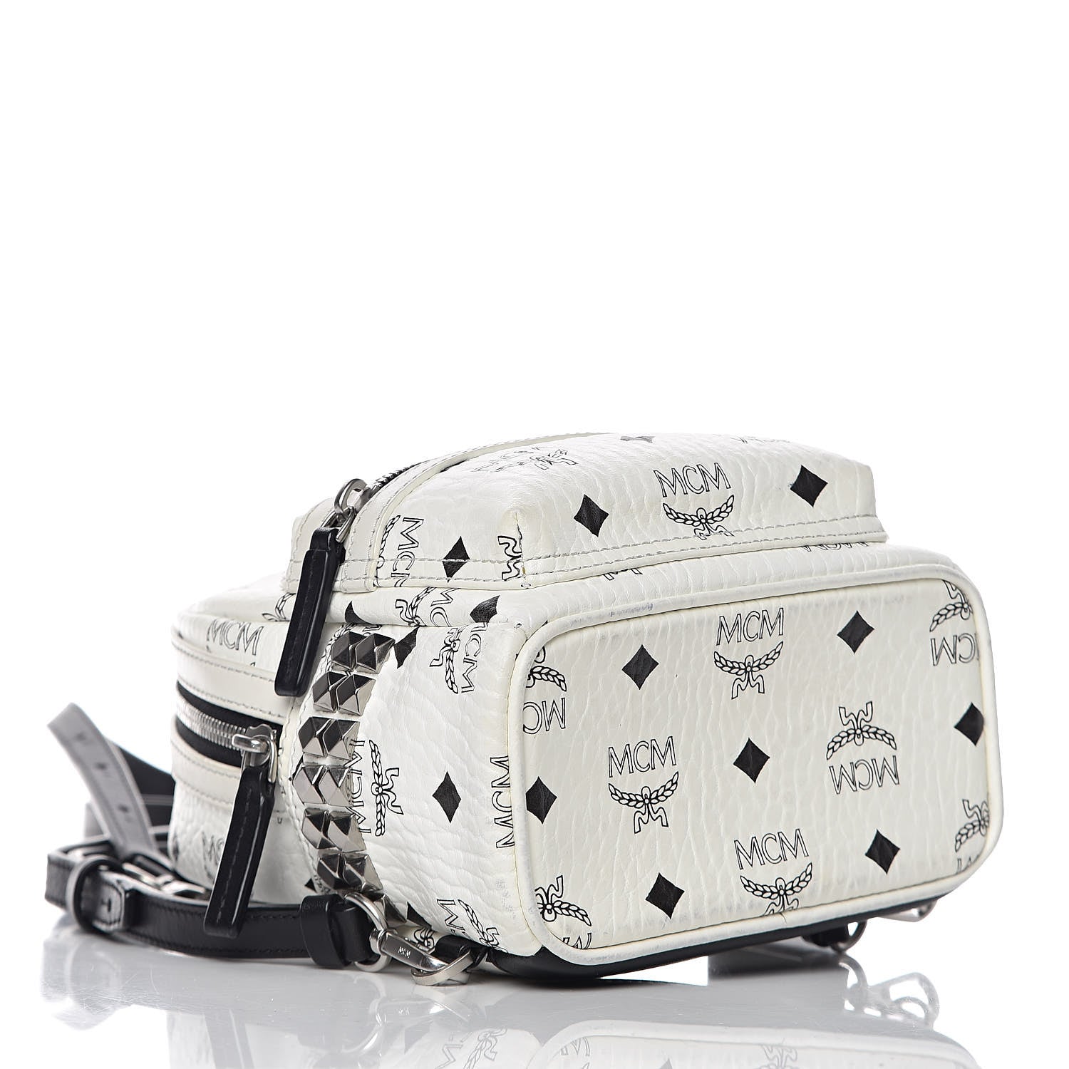 MCM Visetos Studded X-Mini Bebe Boo Backpack White 4 of 10