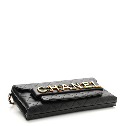 Chanel Calfskin Quilted Enchained Clutch Black 1 of 10