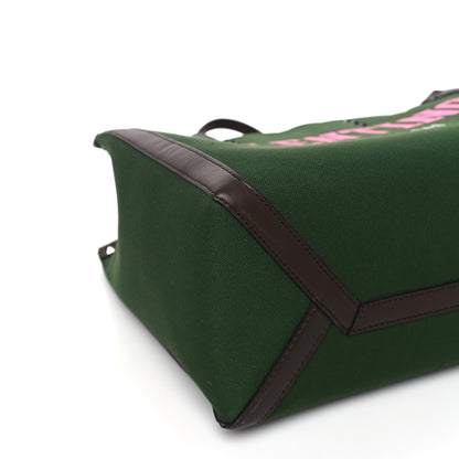 Valentino Garavani Canvas Calfskin University Logo Medium Rockstud Tote Green Forest Fondant Pink PP 6 of 7