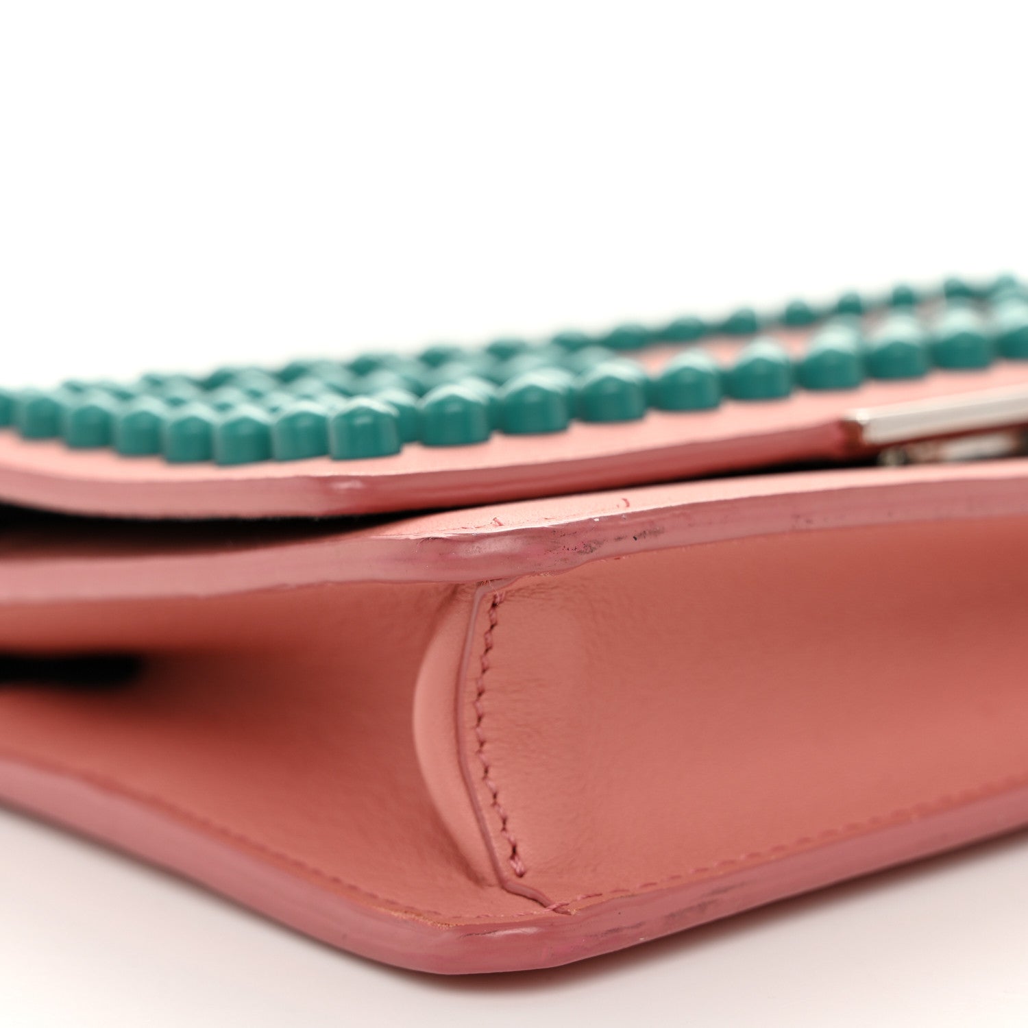 Fendi Vitello Studded Tube Wallet on Chain Pink 9 of 10