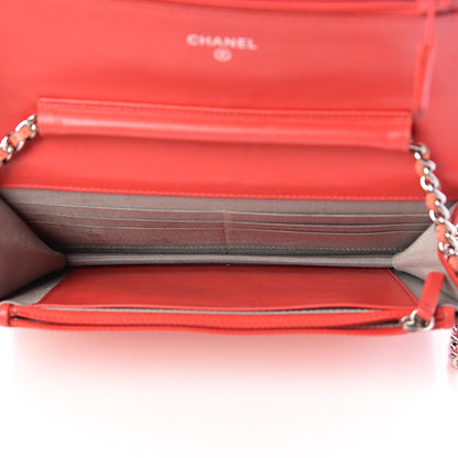 Chanel Caviar Timeless CC Wallet On Chain WOC Light Red 5 of 21
