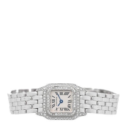 Cartier 18K White Gold Diamond Bezel 17mm Double Row Panthere Quartz Watch 2 of 4