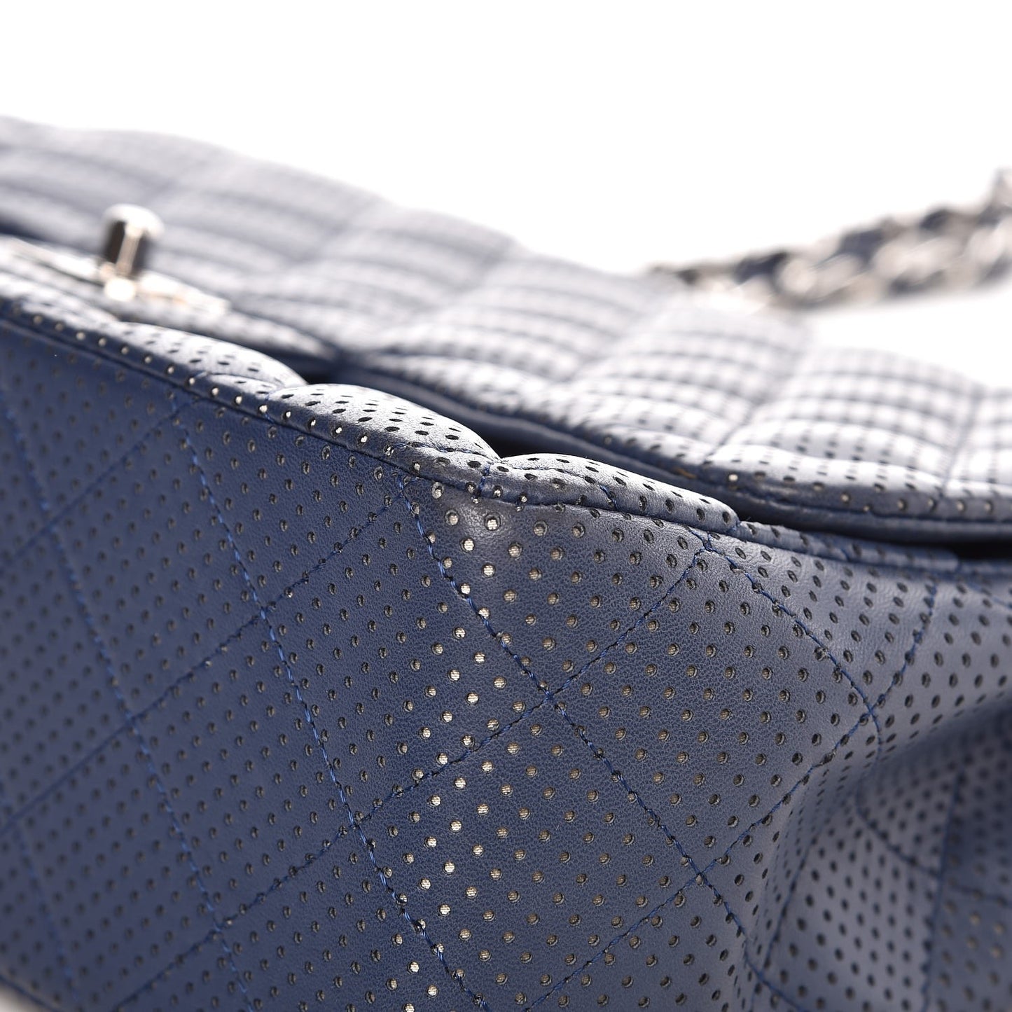 Lambskin Perforated Jumbo Single Flap Blue