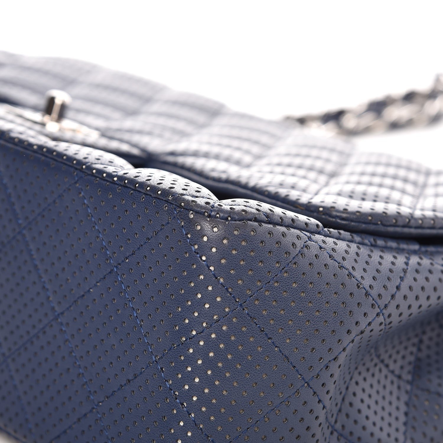 Chanel Lambskin Perforated Jumbo Single Flap Blue 10 of 10