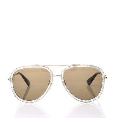 Gucci Glitter Aviator Sunglasses GG0062S Gold Brown 2 of 8