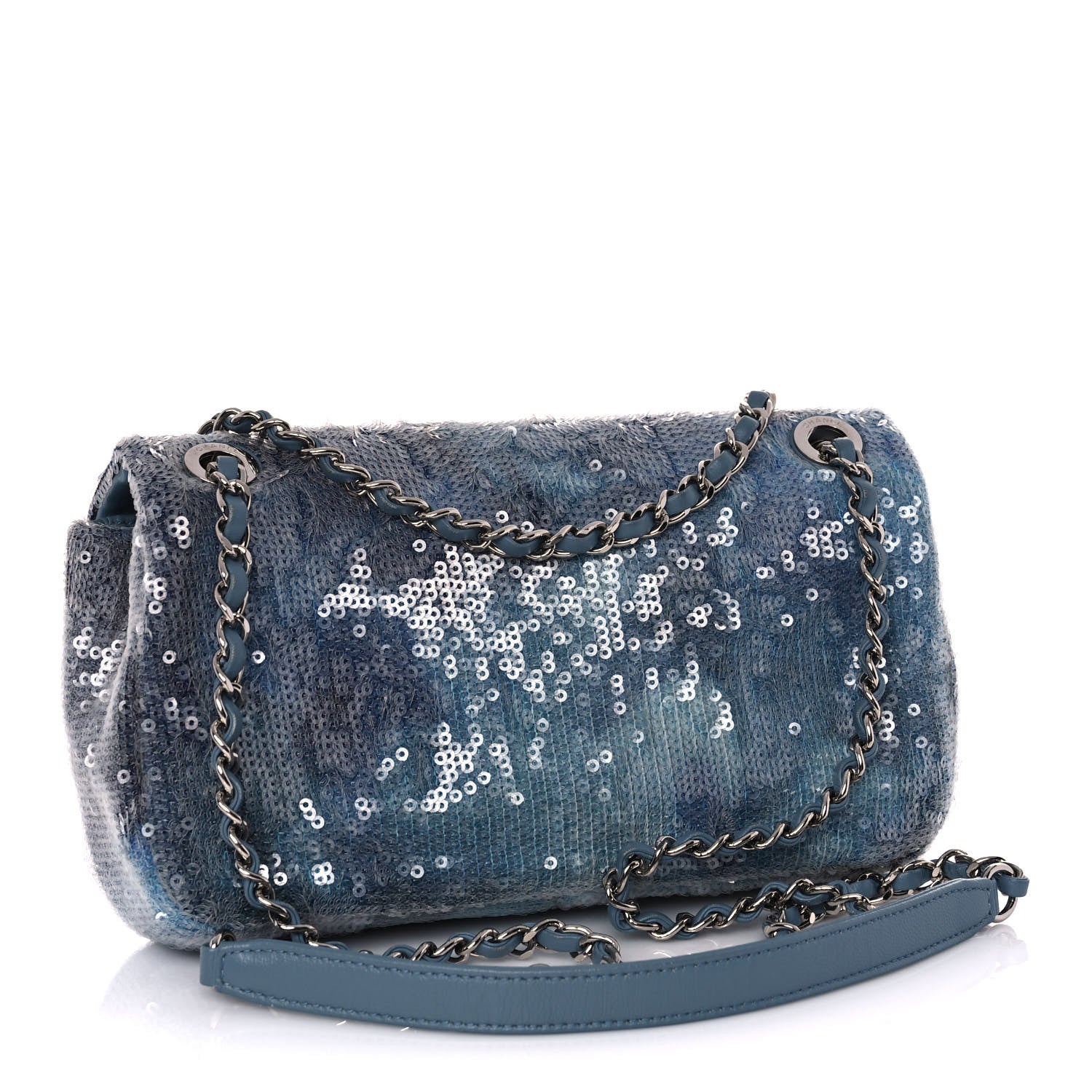 Chanel Sequin Mini Waterfall Flap Light Blue 2 of 10