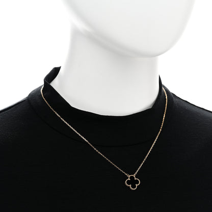 Van Cleef & Arpels 18K Yellow Gold Black Onyx Vintage Alhambra Pendant Necklace 2 of 6