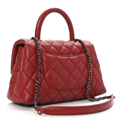 Chanel Caviar Quilted Mini Coco Handle Flap Red 3 of 10