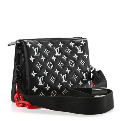 Louis Vuitton Lambskin Embossed Monogram Coussin PM Black White 2 of 9