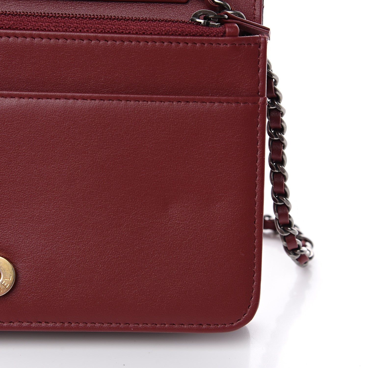 Chanel Aged Calfskin Quilted Gabrielle Wallet On Chain WOC Burgundy 8 of 13