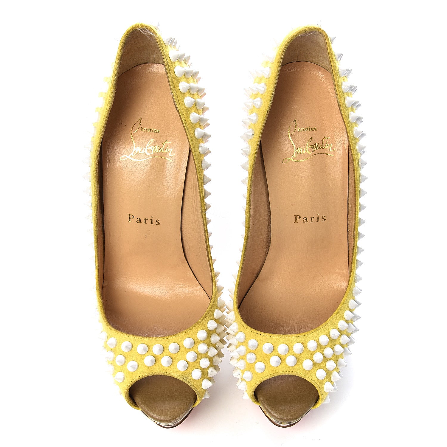 Christian Louboutin Veau Velours Lady Peep Spikes 150 Pumps 37 Sun 10 of 10
