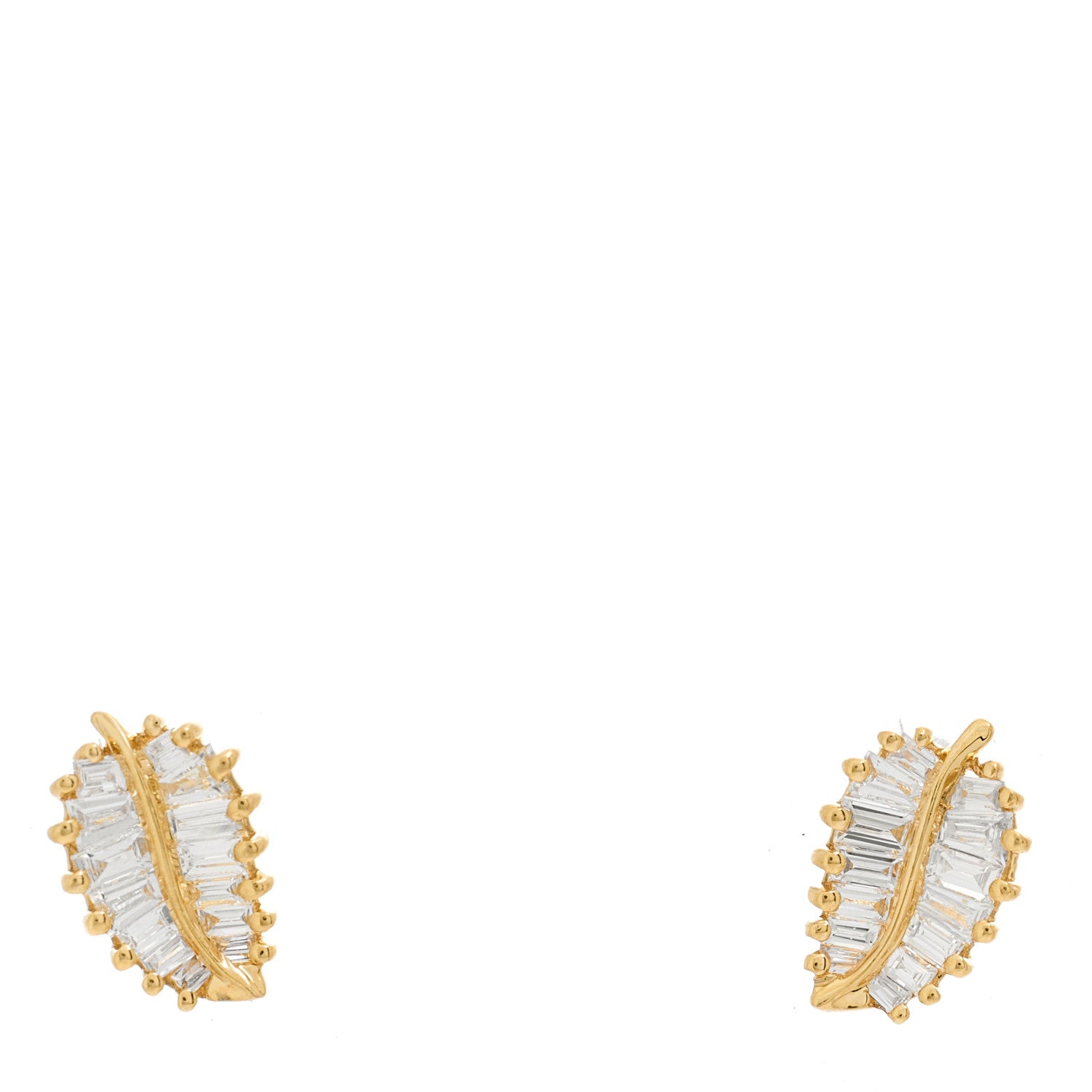 Anita Ko 18K Yellow Gold Diamond Small Palm Leaf Earrings 1 of 4