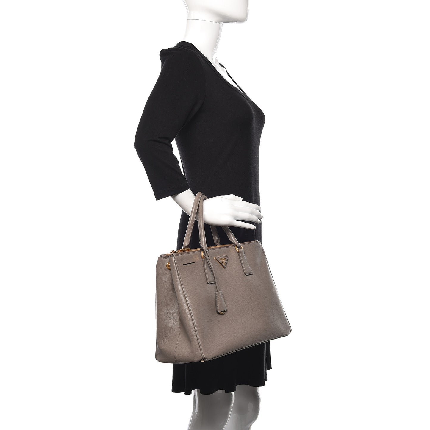 Saffiano Medium Galleria Double Zip Tote Argilla