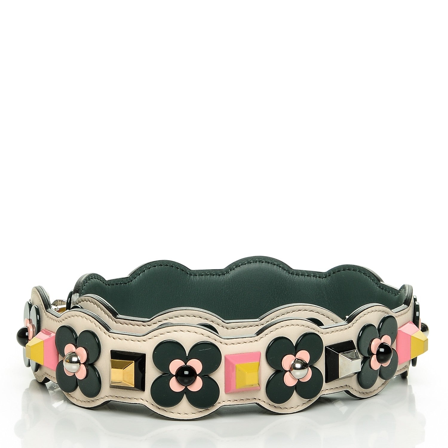 Fendi Vitello Dolce Plexiglass Flowerland Studded Strap You Camelia Multicolor 3 of 5