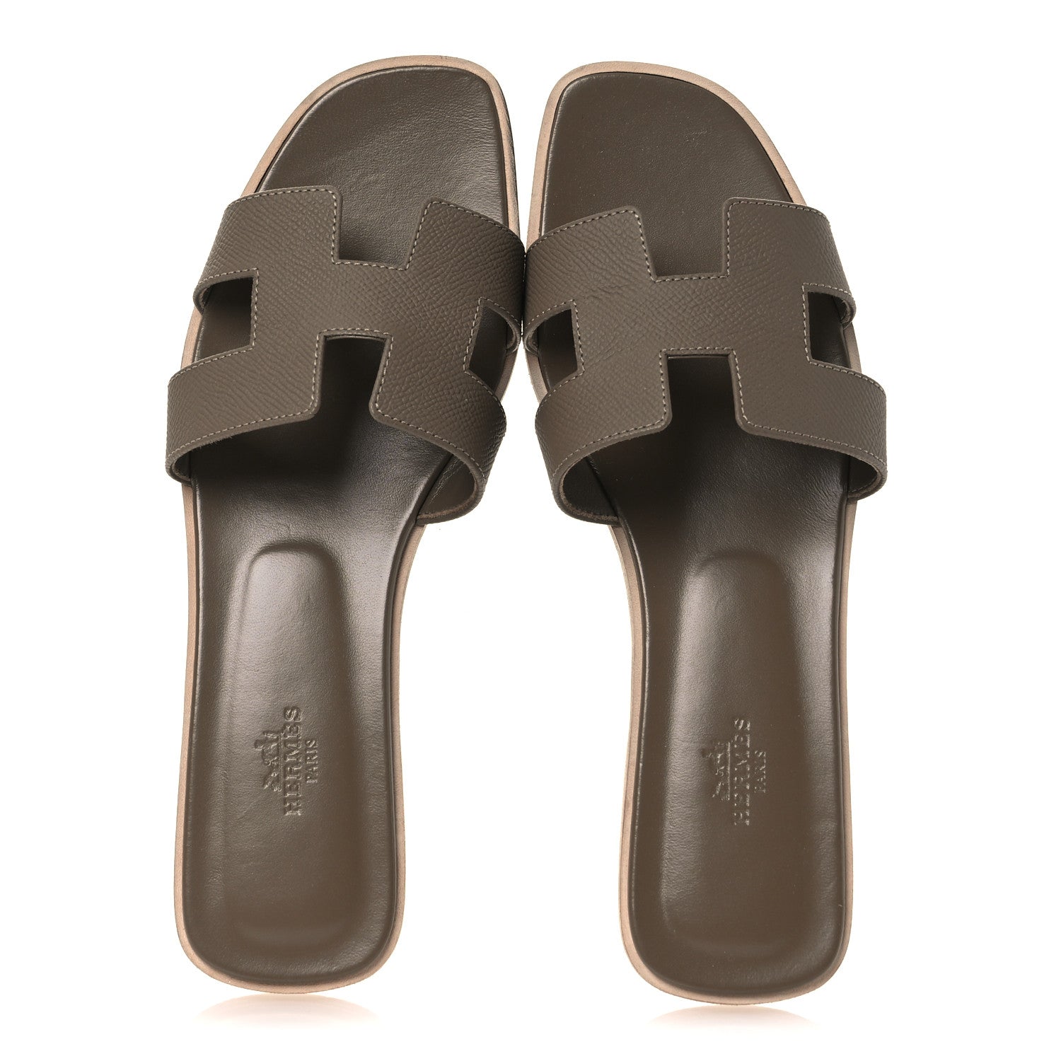 Hermes Epsom Oran Sandals 40.5 Etoupe 2 of 12