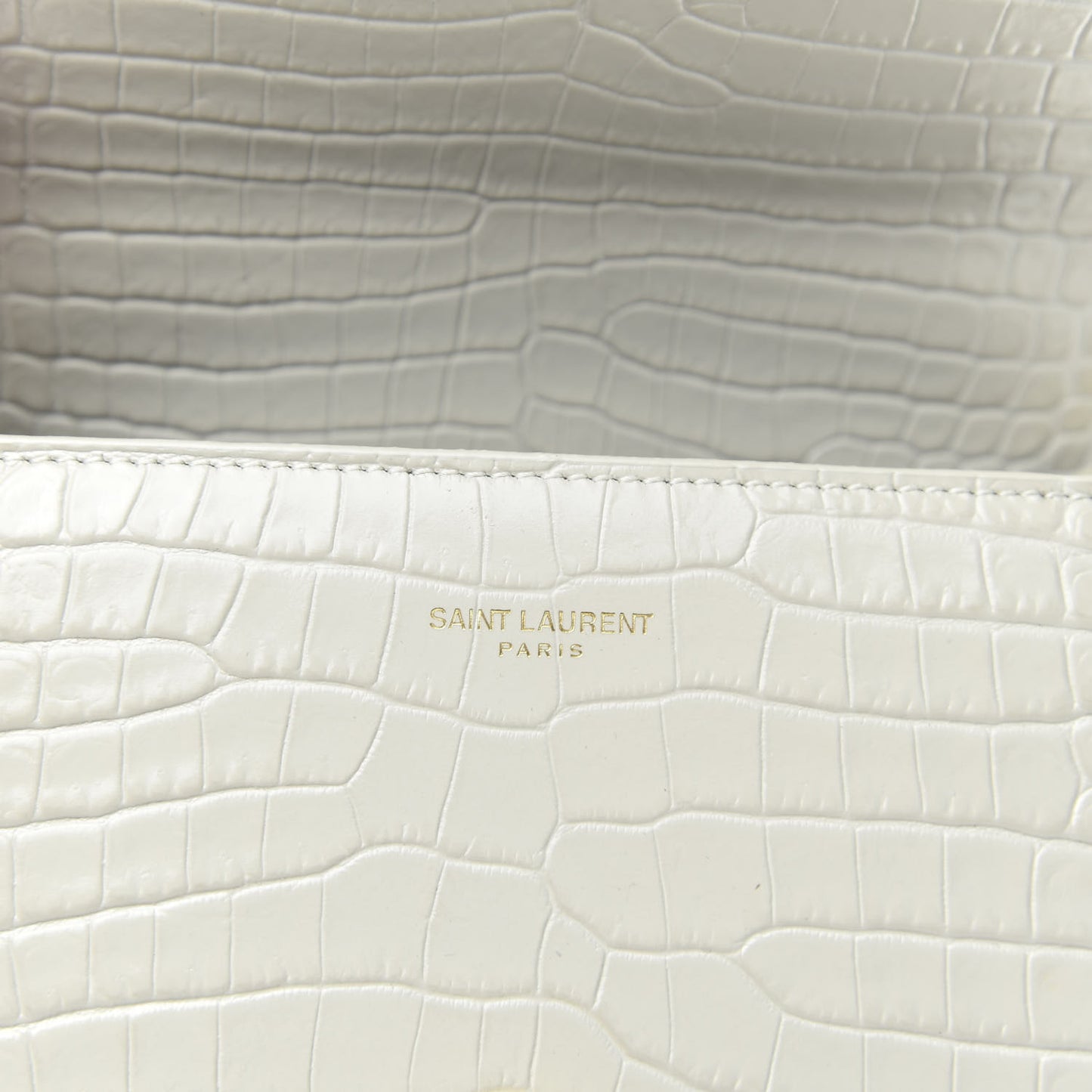 Crocodile Embossed Mini Classic Monogram Cassandra Top Handle Crema Soft