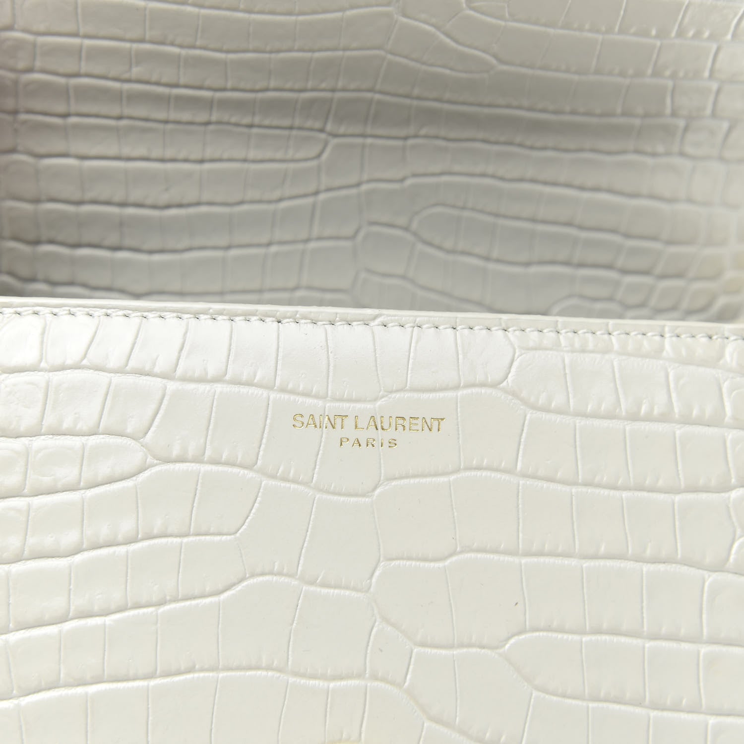 Saint Laurent Crocodile Embossed Mini Classic Monogram Cassandra Top Handle Crema Soft 8 of 9