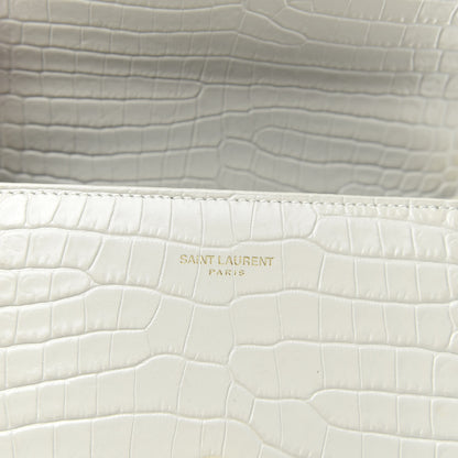 Saint Laurent Crocodile Embossed Mini Classic Monogram Cassandra Top Handle Crema Soft 8 of 9