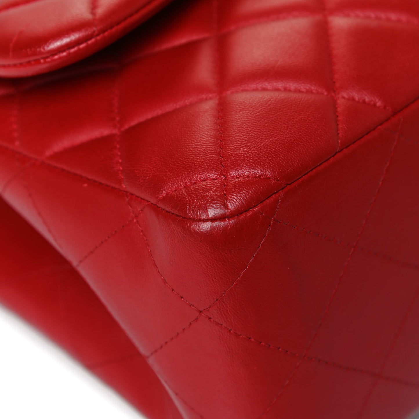 Lambskin Quilted Jumbo Double Flap Red