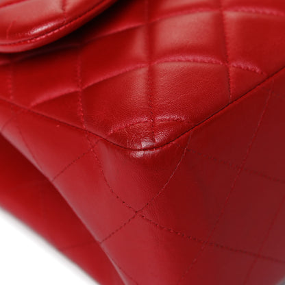 Chanel Lambskin Quilted Jumbo Double Flap Red 13 of 13