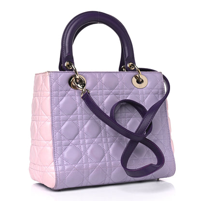 Christian Dior Lambskin Cannage Medium Tri-Color Lady Dior Purple Light Pink 2 of 14