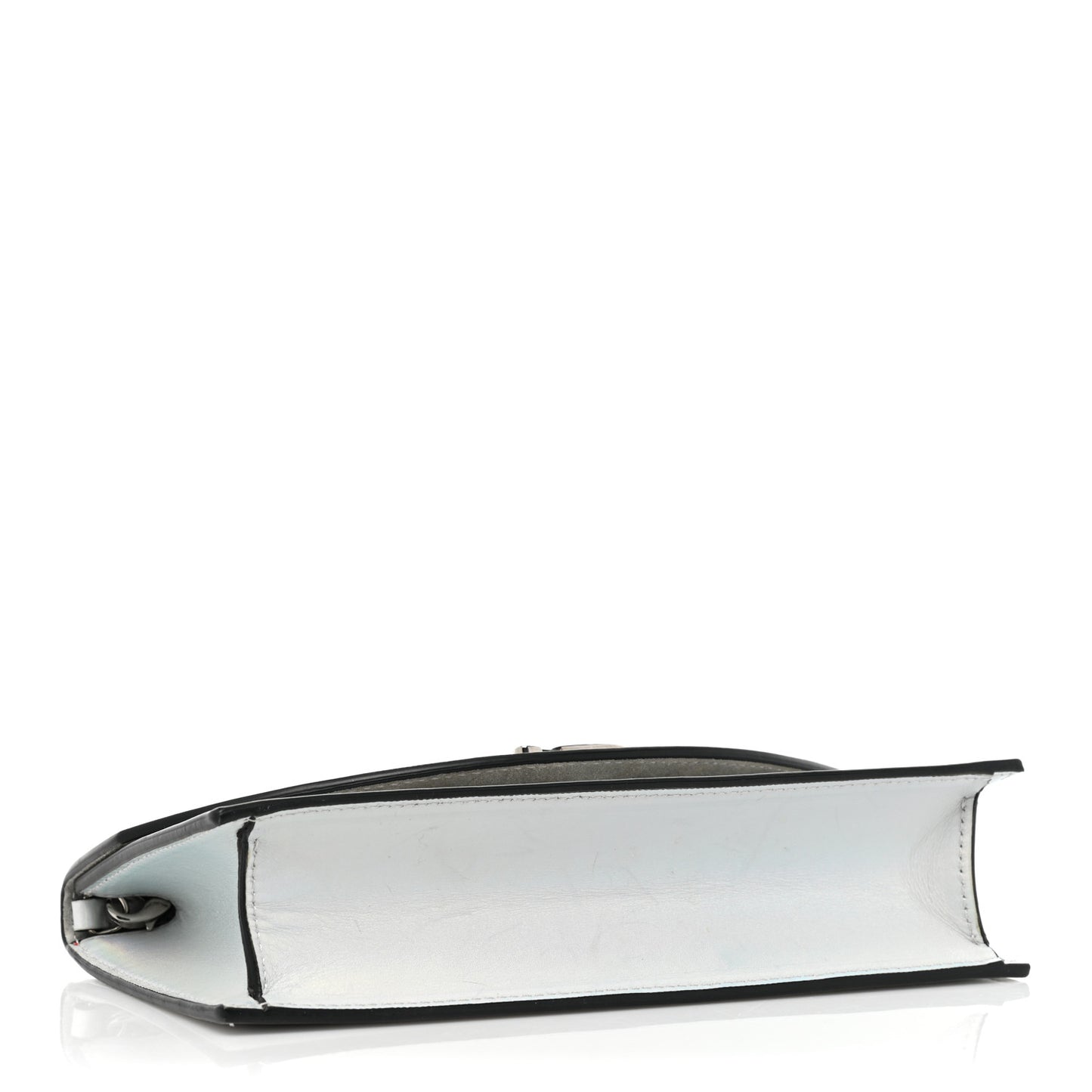 Iridescent Calfskin Loubi54 Crossbody Clutch Silver