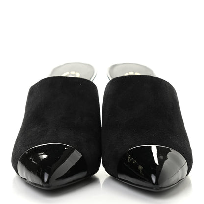 Chanel Suede Patent Calfskin Cap Toe Pearl Mule 39 Black 2 of 8